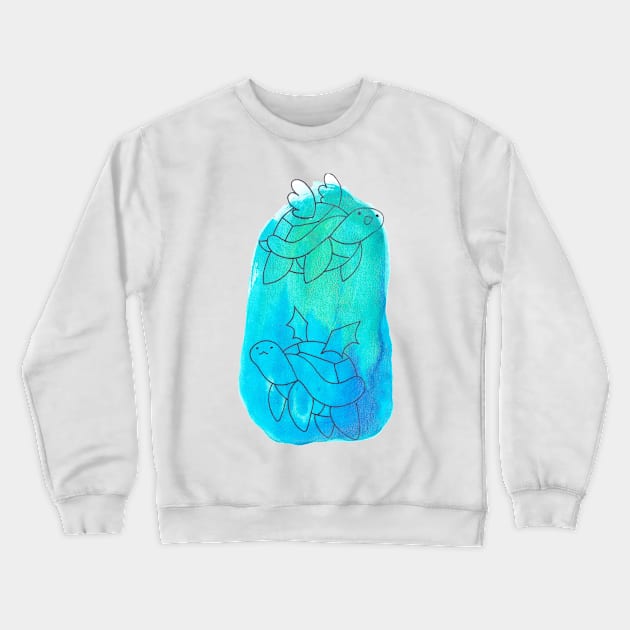 Winged Watercolor Turtles Crewneck Sweatshirt by saradaboru